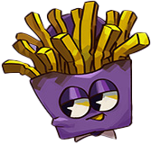 gamerfries logo of a stylized cartoon character version of a cardboard fries holder